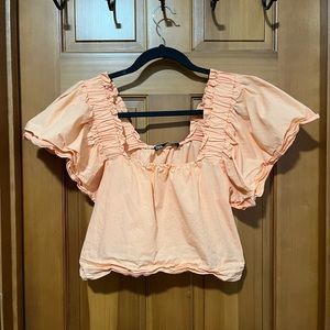 Zara Peach Flutter Crop Top Size XS